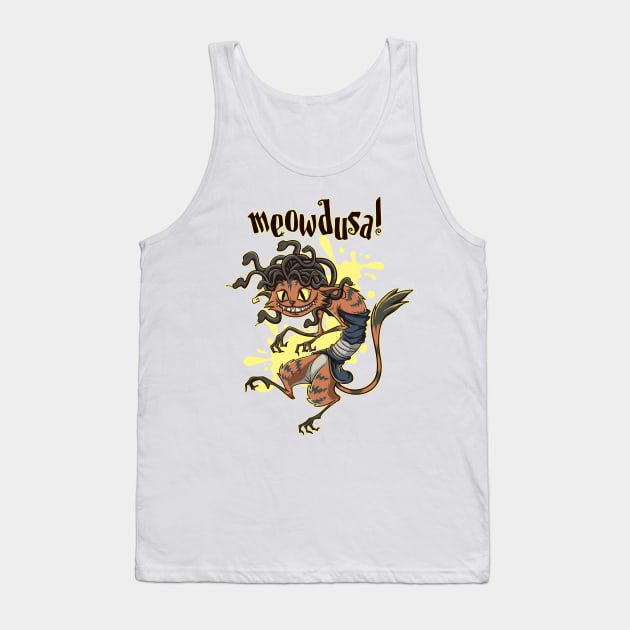 Medusa Gorgon Meowdusa Cat Pun Greek Mythology Cats Gift Tank Top by TellingTales